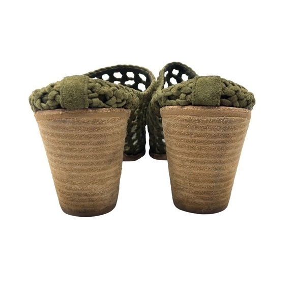 Jeffrey Campbell Leone Woven Leather Weaved Slip On Mule Size 6 Green Point Toe - Picture 6 of 12
